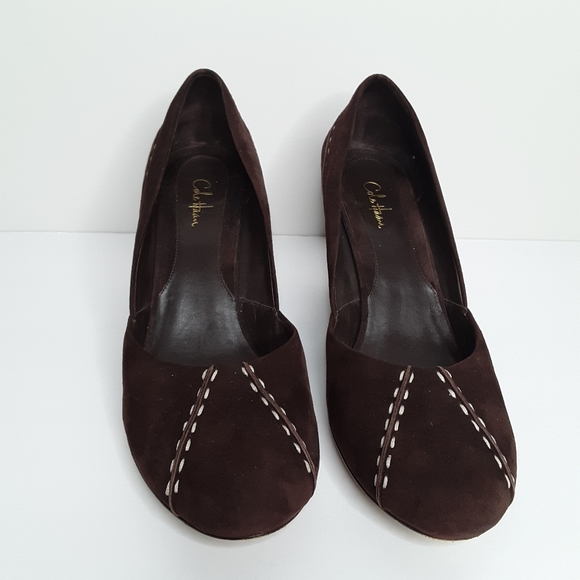 Cole Haan brown wedge with topstitching - Picture 2 of 8
